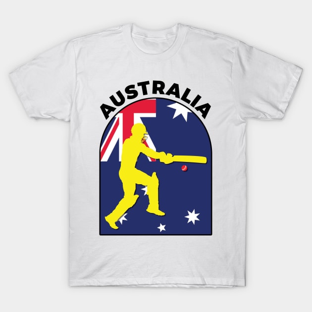 Australia Cricket Batsman Australia Flag T-Shirt by DPattonPD